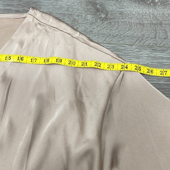 NWT Boohoo Satin Wrap Top Long Sleeve Blouse Nude 20 - Picture 7 of 16